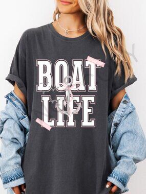 Boat Life Graphic Tee Women’s Casual Lake Shirt Nautical Summer Boating Shirt